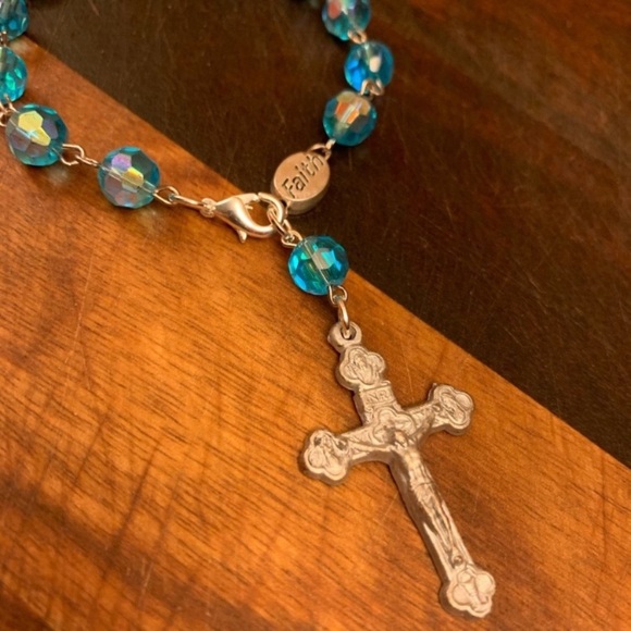 Swarovski Crystal Rosary Bracelet in AB Topaz - Picture 4 of 6